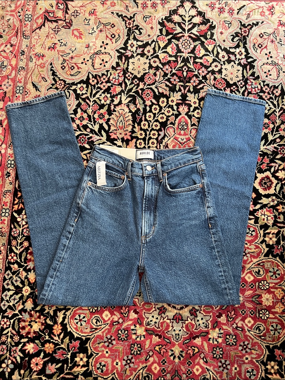 NWT Agolde High Rise Stovepipe Aspire wash ankle jeans size 24.